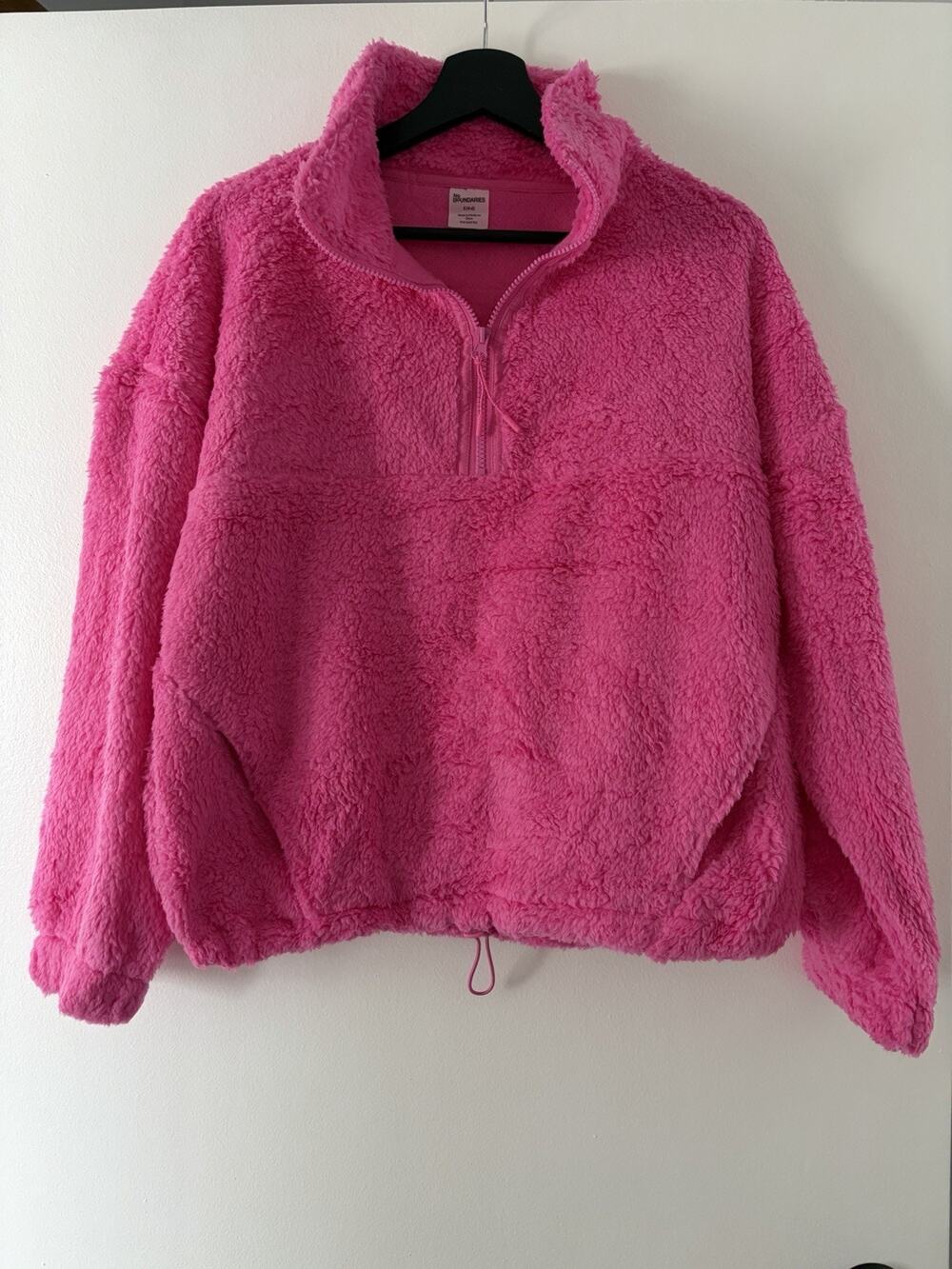 No Boundaries Plush Half-Zip Pullover Women's Small 4-6 Hot Pink Barbie Girlie